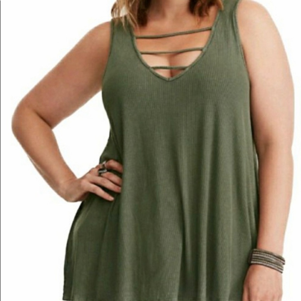 Torrid Plus Size Super soft olive green tank top